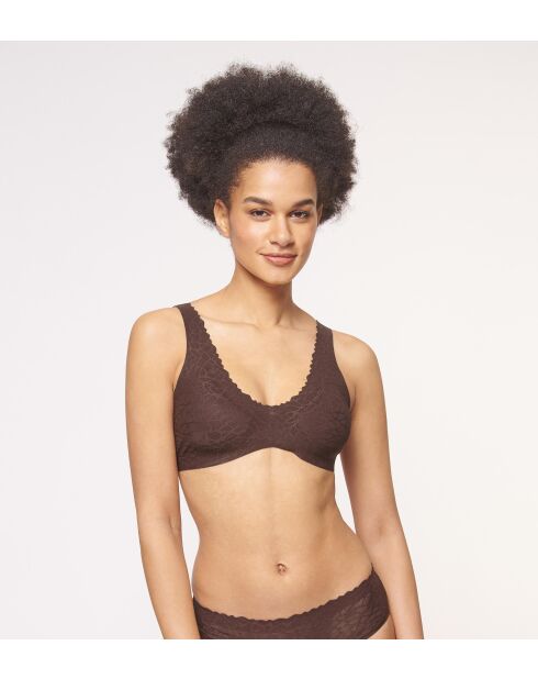Bralette Zero Feel Lace 2.0 en marrón ébano