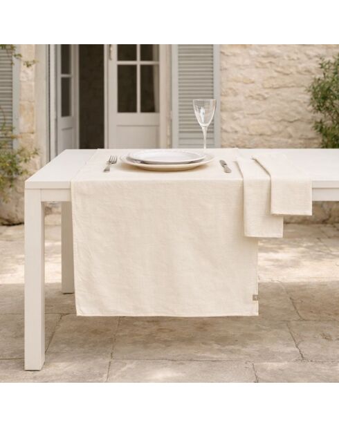 Chemin de table 4 serviettes en coton Colette taupe clair - 50x150 cm