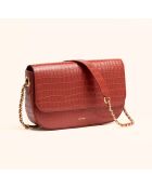 Sac porté épaule Alice en cuir brique - 26x15x5,6 cm