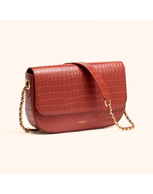 Sac porté épaule Alice en cuir brique - 26x15x5,6 cm