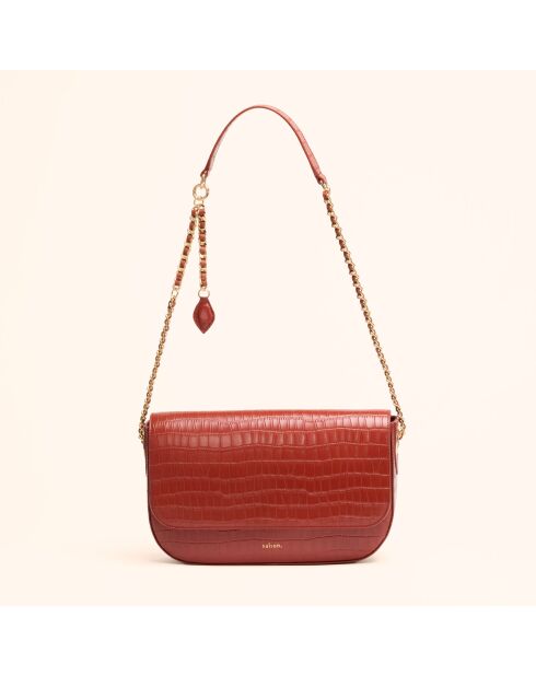 Sac porté épaule Alice en cuir brique - 26x15x5,6 cm