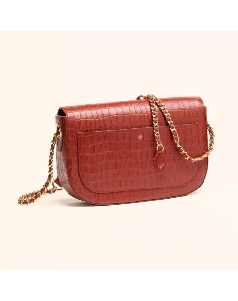 Sac porté épaule Alice en cuir brique - 26x15x5,6 cm
