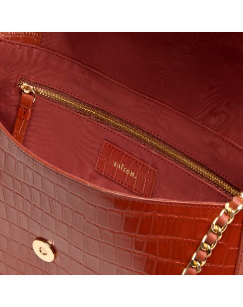 Sac porté épaule Alice en cuir brique - 26x15x5,6 cm
