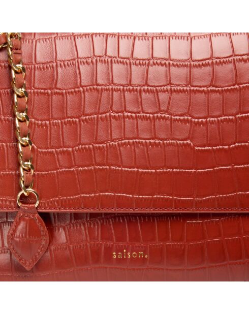 Sac porté épaule Alice en cuir brique - 26x15x5,6 cm