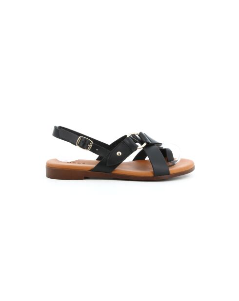 Papyrusette 6 schwarze Ledersandalen