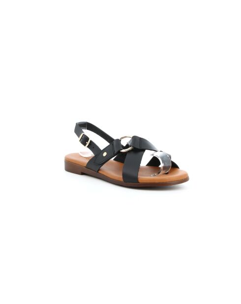 Papyrusette 6 schwarze Ledersandalen
