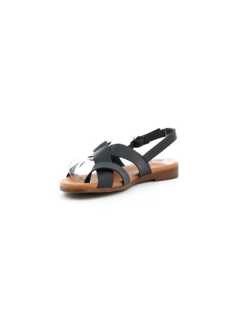 Papyrusette 6 schwarze Ledersandalen