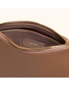 Sac bandoulière Denise en cuir taupe - 23,5x15x8,5 cm
