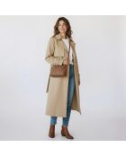 Sac bandoulière Denise en cuir taupe - 23,5x15x8,5 cm