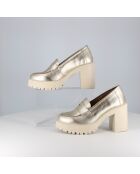 Mocassins Cléa en cuir dorés - Talon : 6 cm
