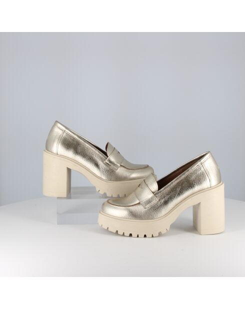 Mocassins Cléa en cuir dorés - Talon : 6 cm