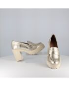 Mocassins Cléa en cuir dorés - Talon : 6 cm