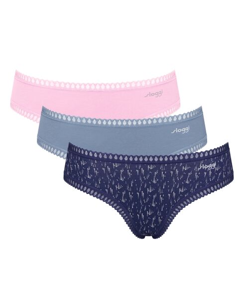 Confezione da 3 slip hipster Go Crush blu/grigio/rosa