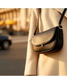 Sac porté épaule Béa en cuir noir - 20x11,9x3,9 cm