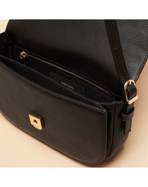 Sac porté épaule Béa en cuir noir - 20x11,9x3,9 cm