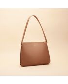 Sac porté épaule Maud en cuir cognac - 34x23,6x7,6 cm
