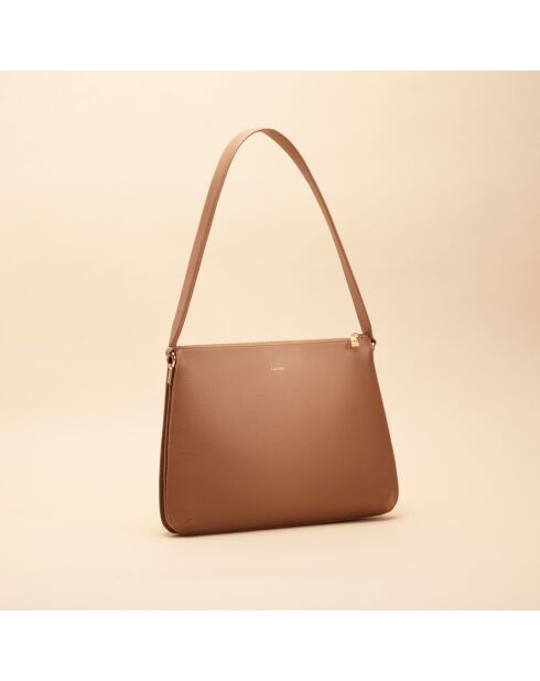 Sac porté épaule Maud en cuir cognac - 34x23,6x7,6 cm