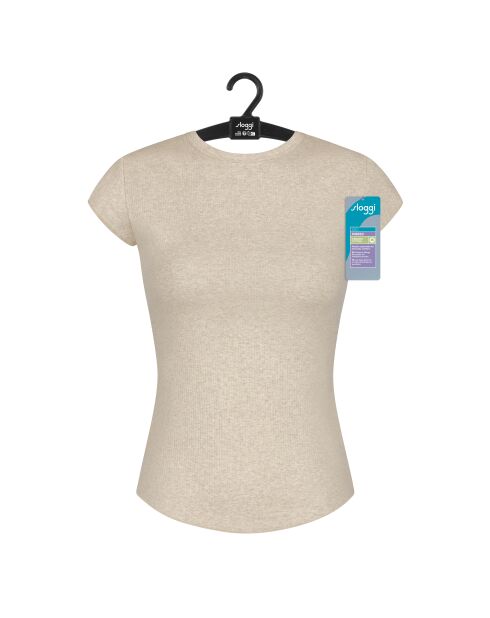 Go Ribbed beige t-shirt