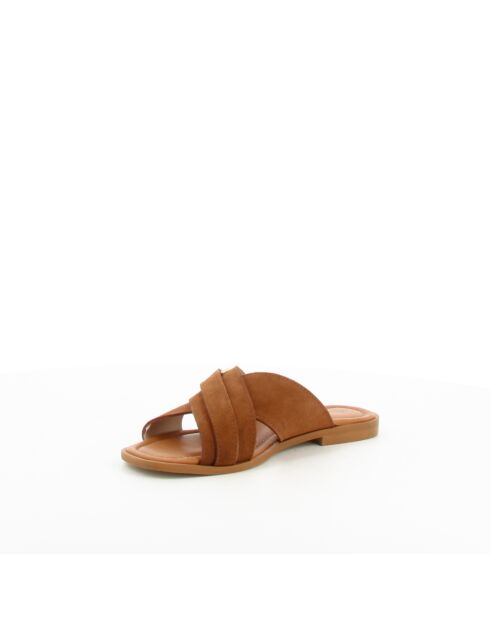 Mules Talia 6 en cuir camel