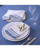 Set von 4 Mahdia Baumwollservietten weiß/griechisch blau - 45x45 cm