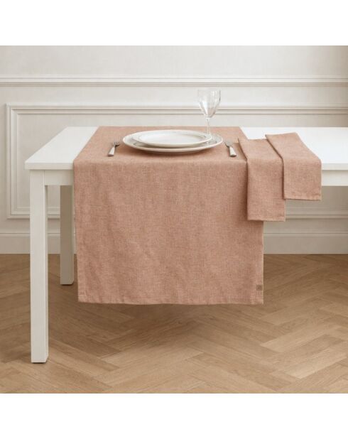 Chemin de table 4 serviettes en coton Colette rouge tomette - 50x150 cm