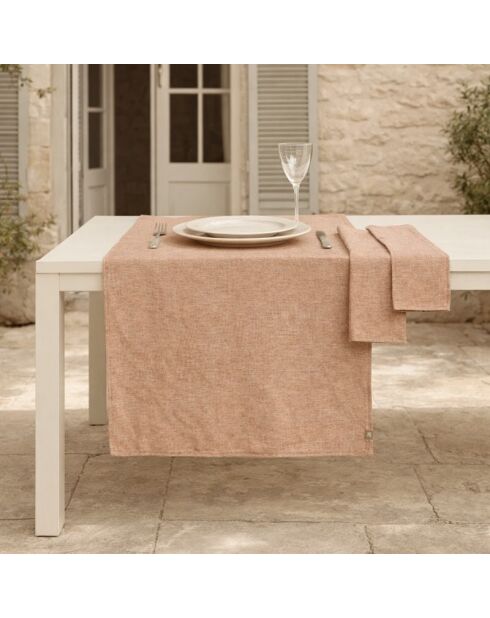 Chemin de table 4 serviettes en coton Colette rouge tomette - 50x150 cm