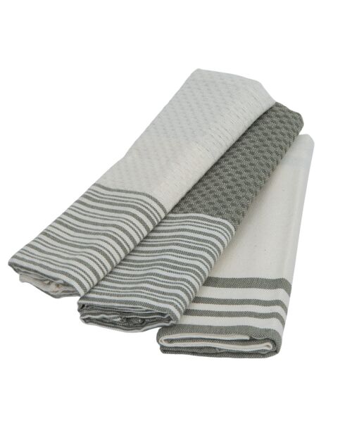 Set von 3 Mahdia Geschirrtüchern aus Baumwolle khakigrün - 45x70 cm