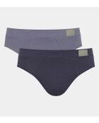 Set van 2 Go Natural grijs/marineblauwe slips