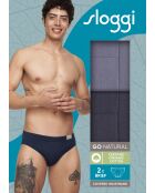 Set van 2 Go Natural grijs/marineblauwe slips