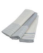 Set von 3 Mahdia Geschirrtüchern aus Baumwolle perlgrau - 45x70 cm