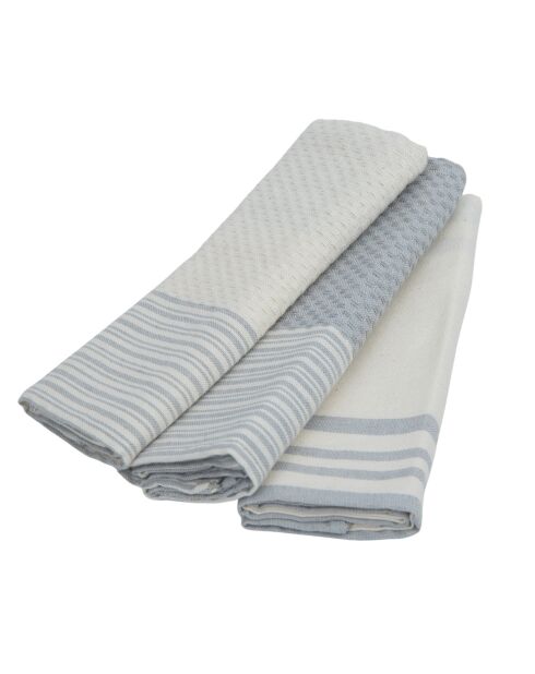 Set von 3 Mahdia Geschirrtüchern aus Baumwolle perlgrau - 45x70 cm