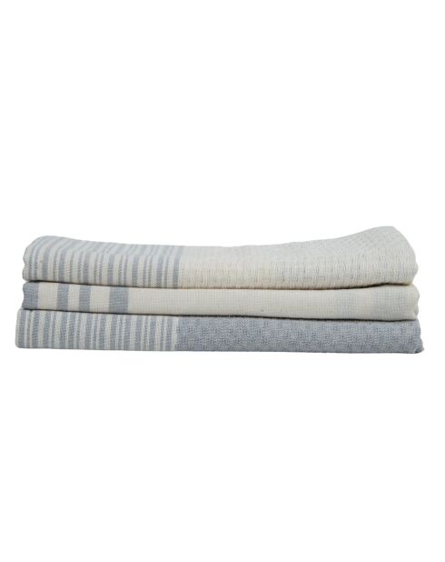 Set von 3 Mahdia Geschirrtüchern aus Baumwolle perlgrau - 45x70 cm