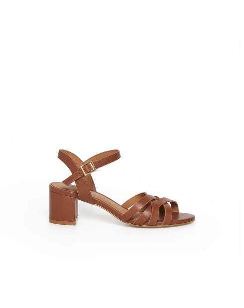 Sandales Gardenia en cuir cognac végétal