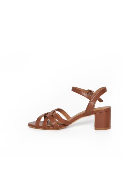 Sandales Gardenia en cuir cognac végétal
