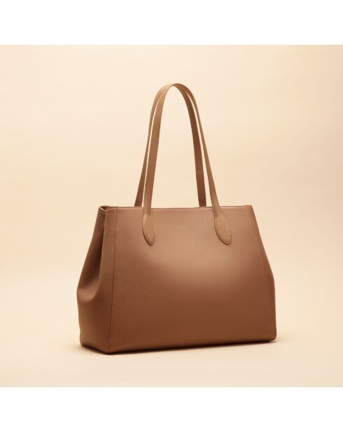 Sac à main Camille en cuir noisette - 37,1x27,2x15 cm