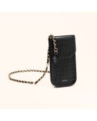 Pochette smartphone Chloé en cuir noir - 19,6x10x2,1 cm