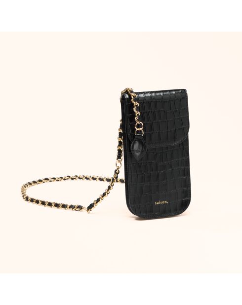 Pochette smartphone Chloé en cuir noir - 19,6x10x2,1 cm