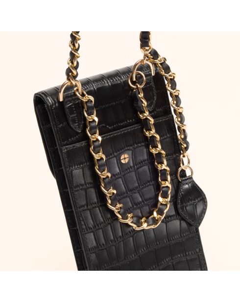 Pochette smartphone Chloé en cuir noir - 19,6x10x2,1 cm