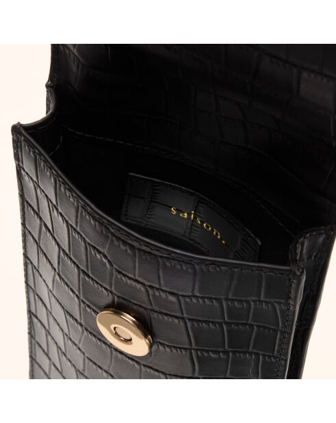 Pochette smartphone Chloé en cuir noir - 19,6x10x2,1 cm