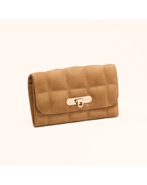Portefeuille Ruth en cuir camel - 19x11x3 cm