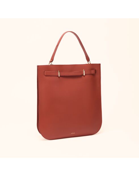 Sac à main Julia en cuir brique - 37,5x34,4x9 cm