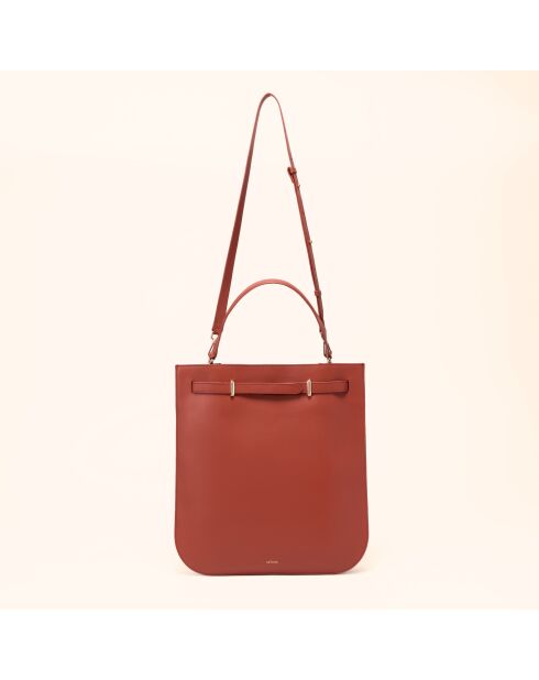 Sac à main Julia en cuir brique - 37,5x34,4x9 cm