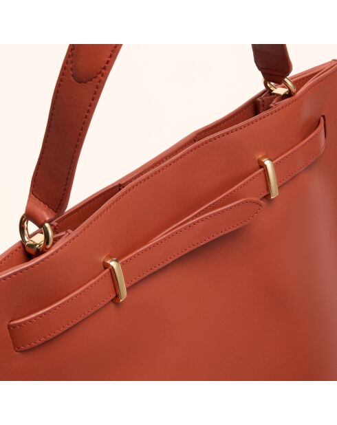Sac à main Julia en cuir brique - 37,5x34,4x9 cm