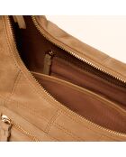Sac porté épaule Zazie en cuir camel - 45x25x16 cm
