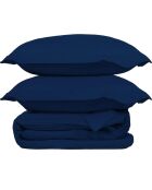 Parure de lit en satin de coton Julia bleu indigo