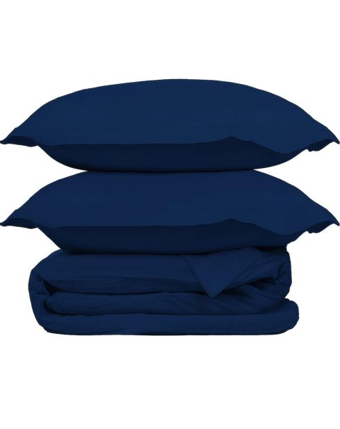 Parure de lit en satin de coton Julia bleu indigo