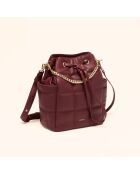 Sac seau Ninon en cuir bordeaux - 25,2x20,4x13,3 cm