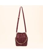 Sac seau Ninon en cuir bordeaux - 25,2x20,4x13,3 cm