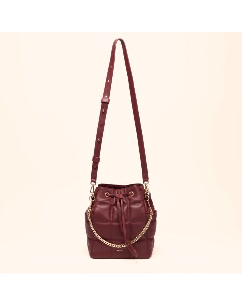 Sac seau Ninon en cuir bordeaux - 25,2x20,4x13,3 cm