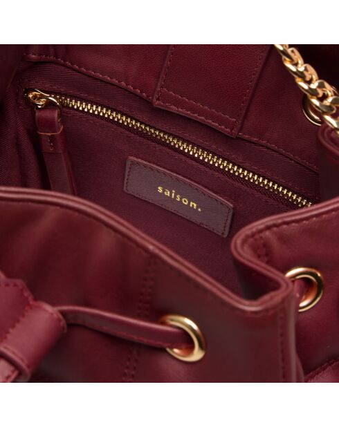 Sac seau Ninon en cuir bordeaux - 25,2x20,4x13,3 cm